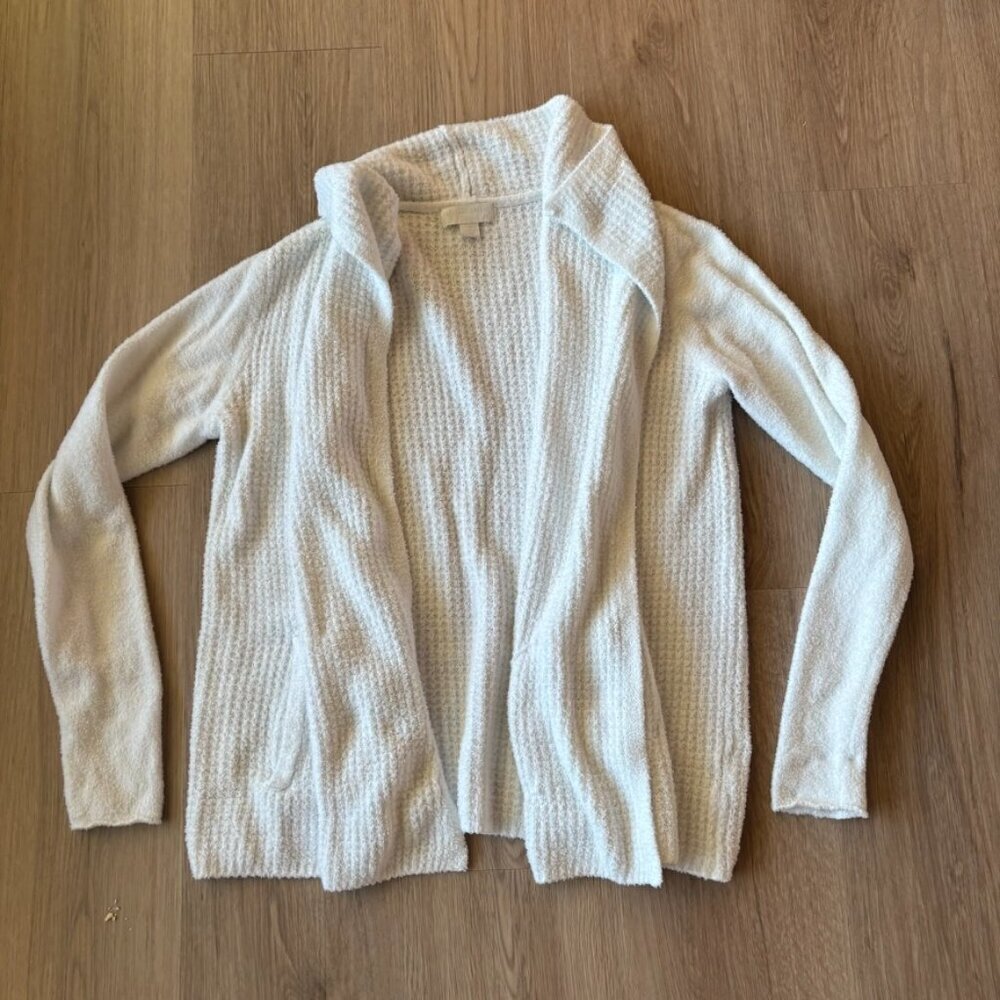 ** Barefoot Dreams Cozy Chic Lite White Cardigan Sweater Button Down Small White